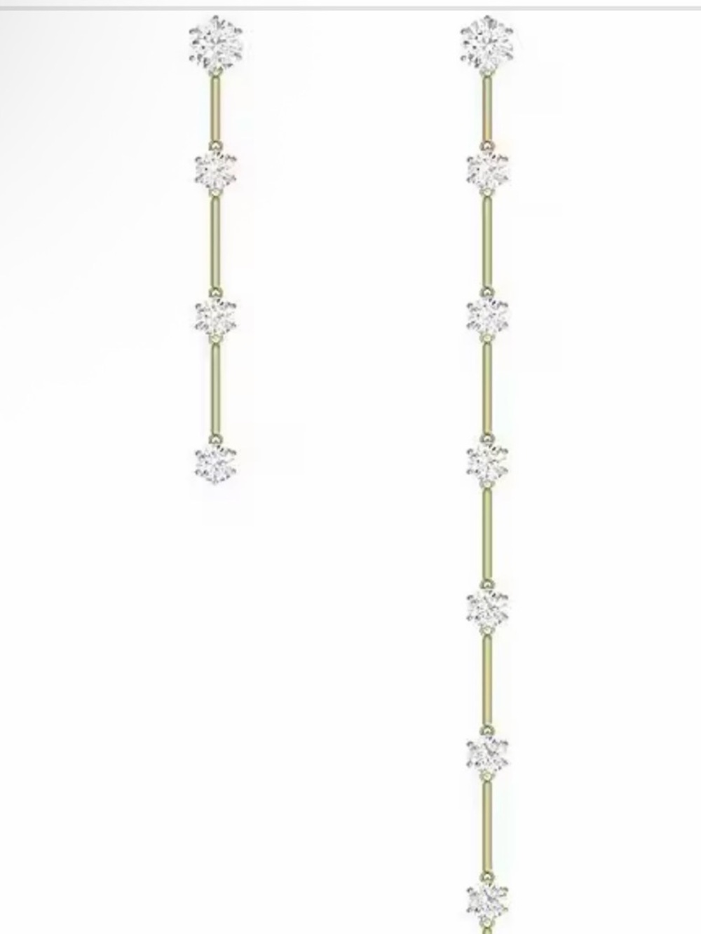 Swarovski - Constella drop earrings, round cut in yellow gold-toned plated